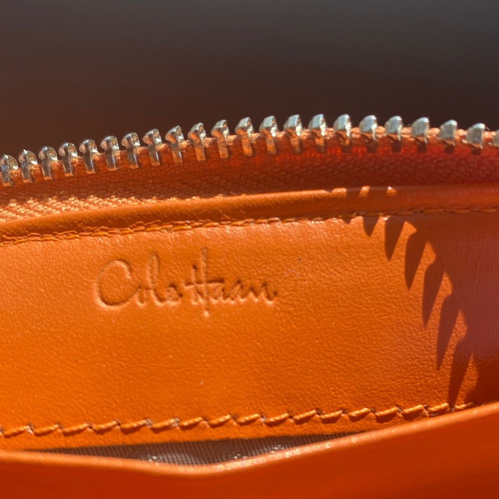 Cole Haan Orange Leather Zip Wallet - Picture 3 of 7
